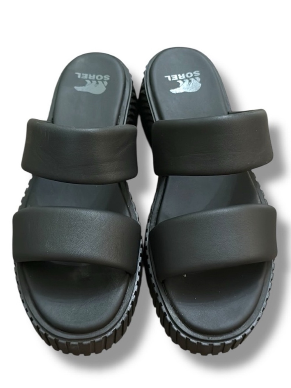NEW SOREL Ona Streetworks Slide Sandals Size 11 Black Chunky Platform Casual - Picture 2 of 7